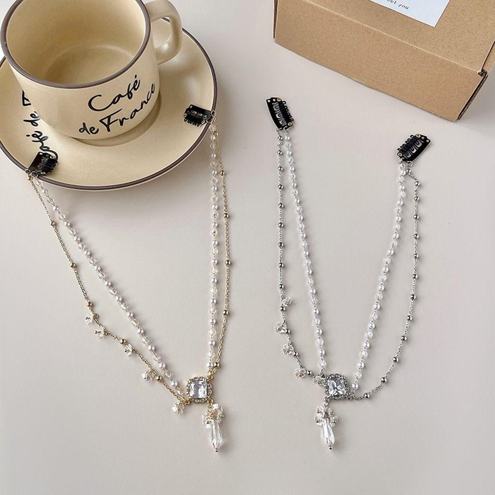 Flower Chinese Style Eyebrows Pendant Hair Accessories Crystal Head Chain New Year Side Clip