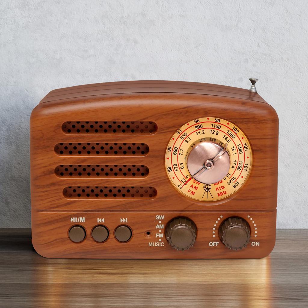 Ретро Настольный FM AM Радиоприемник Перезаряжаемый MP3 Стерео Bluetooth Динамик