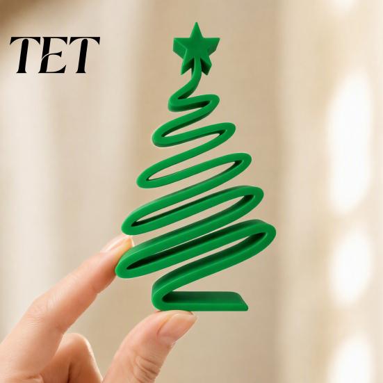 Handcrafted Tree Figurines 3D Printed Minimalist Christmas Desktop Ornament, Modern Holiday Table Living Room Accents Sign for Bedroom Home
