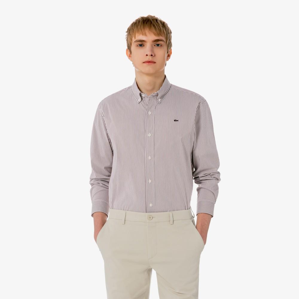 Lacoste Мужская рубашка в полоску из поплинового джерси CH625E-56G3LA