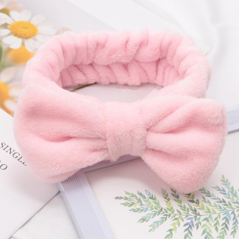 Soft Bow Headbands SPA Yoga Big Solid Color Coral Fleece Elastic Hair Bands Women Washing Face Cute Makeup Hairband Accessories