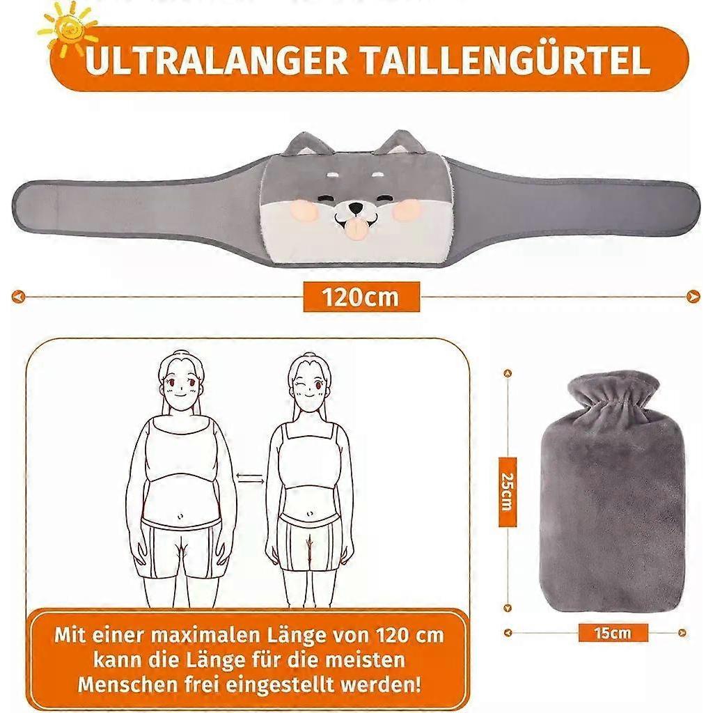 Hot water bottle belt, 1L hot water bottle belt, 3 in 1 portable PVC hot water bottle, hot water bottle with soft cover and waist cover, for neck and