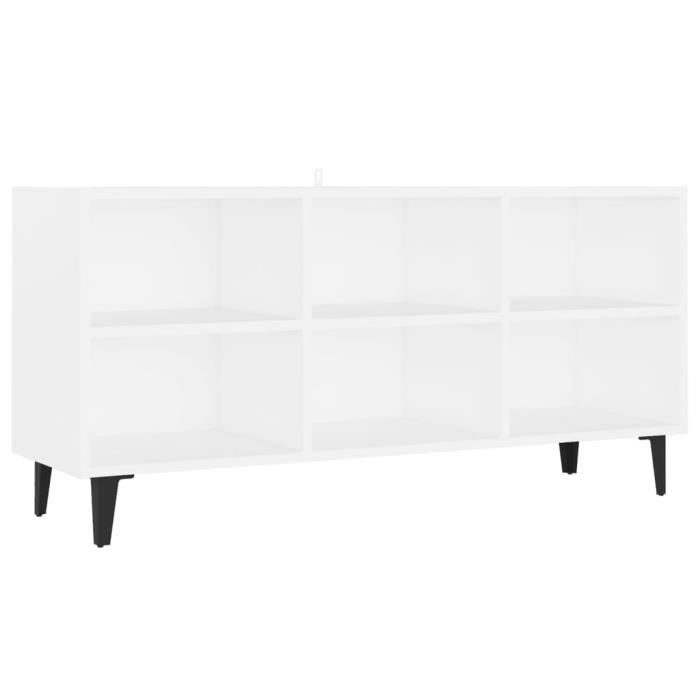 VidaXL Meuble TV avec pieds en métal Blanc 103,5x30x50 cm