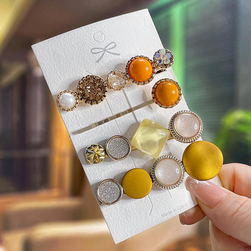 Fashion Acrylic Pearl Hair Clips Set Sweet Flower Hair Barrettes For Women Girls Korean Geometric Hair Accessories Jewelry