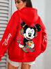 Disney Mickey Print Hooded Sweatshirt Men Women Streetwear Oversized Casual Pullover Jacket Autumn/Winter Fashion Y2k Top Unisex