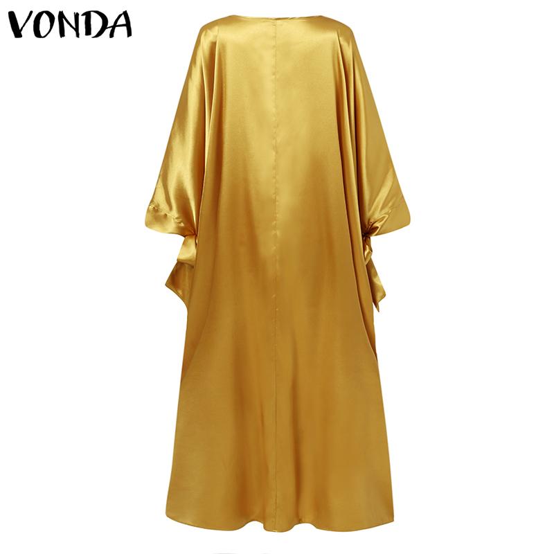 VONDA Весенние женские платья макси с цветочным принтом, элегантное платье больших размеров