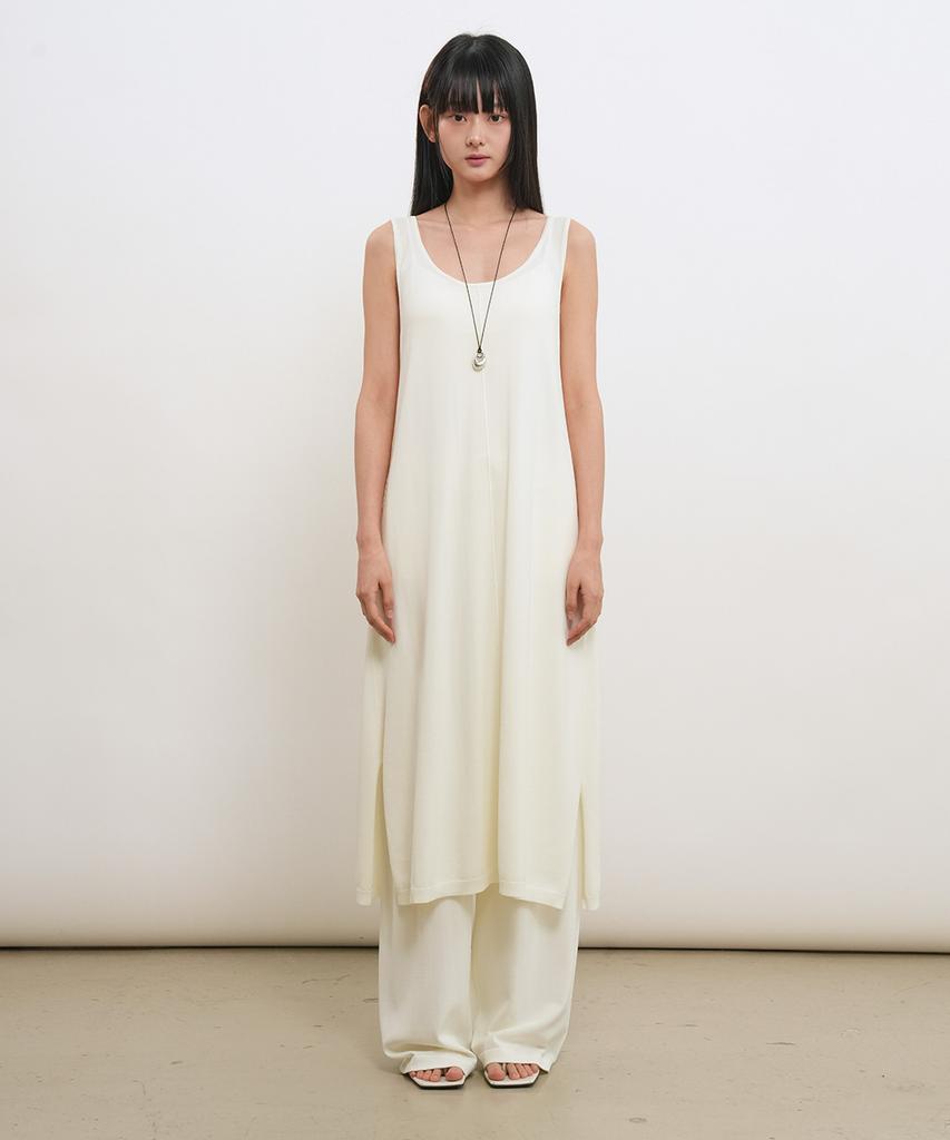 General Idea Temperature Cut Cool U-Neck Maxi Knit Dress [Ivory] / Gf2Lop512
