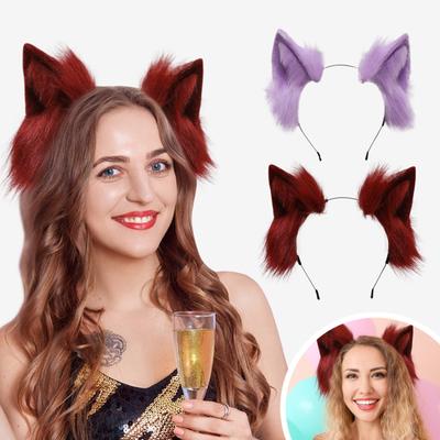 Имитация плюшевых ушей животного, повязка на голову, милый ручной работы, хвост, хвост, косплей, набор хвостов