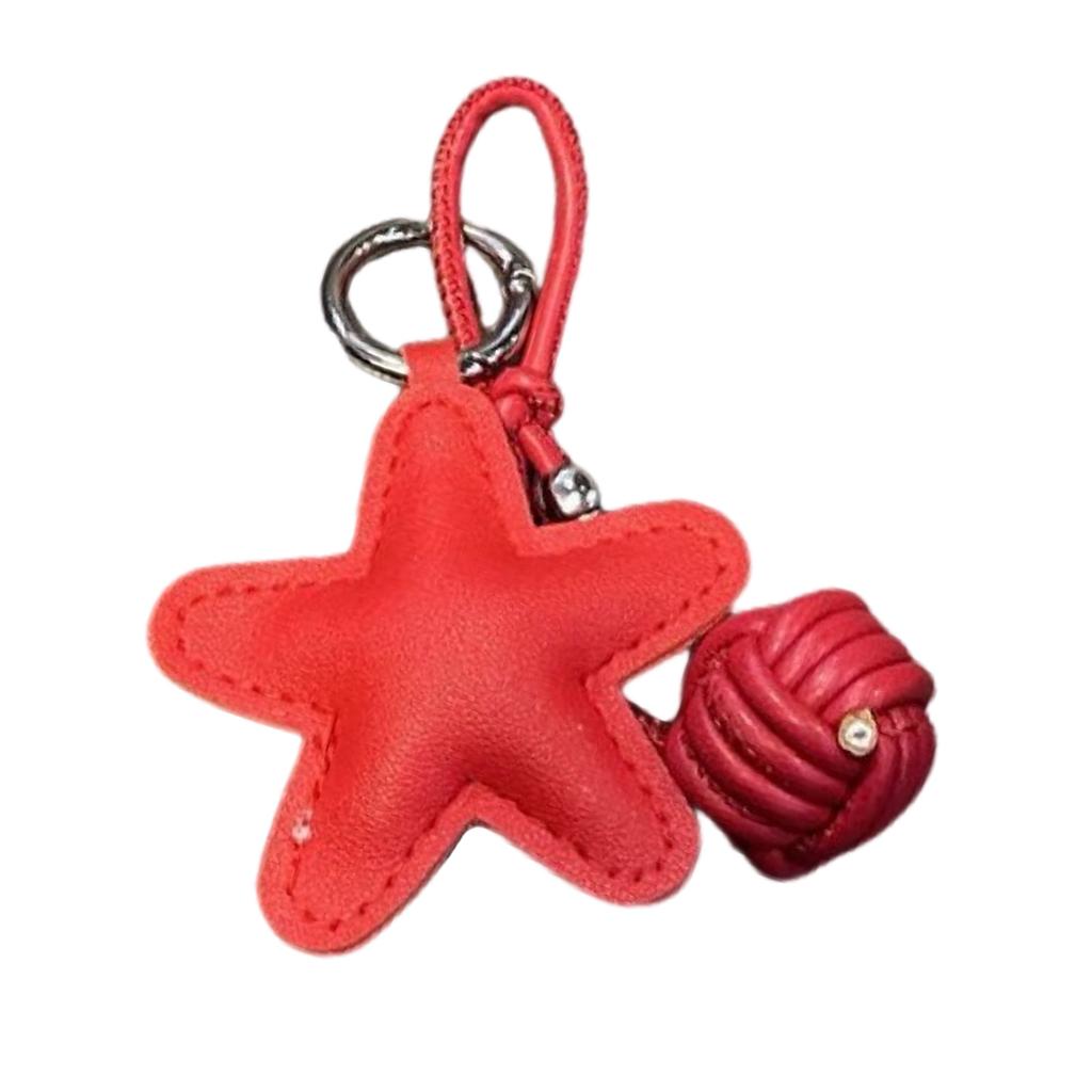 Handcraft Pentagram Keychain Accessory Hanging Pendant Stylish Faux Leather Designing Keyring for Bags and Keys