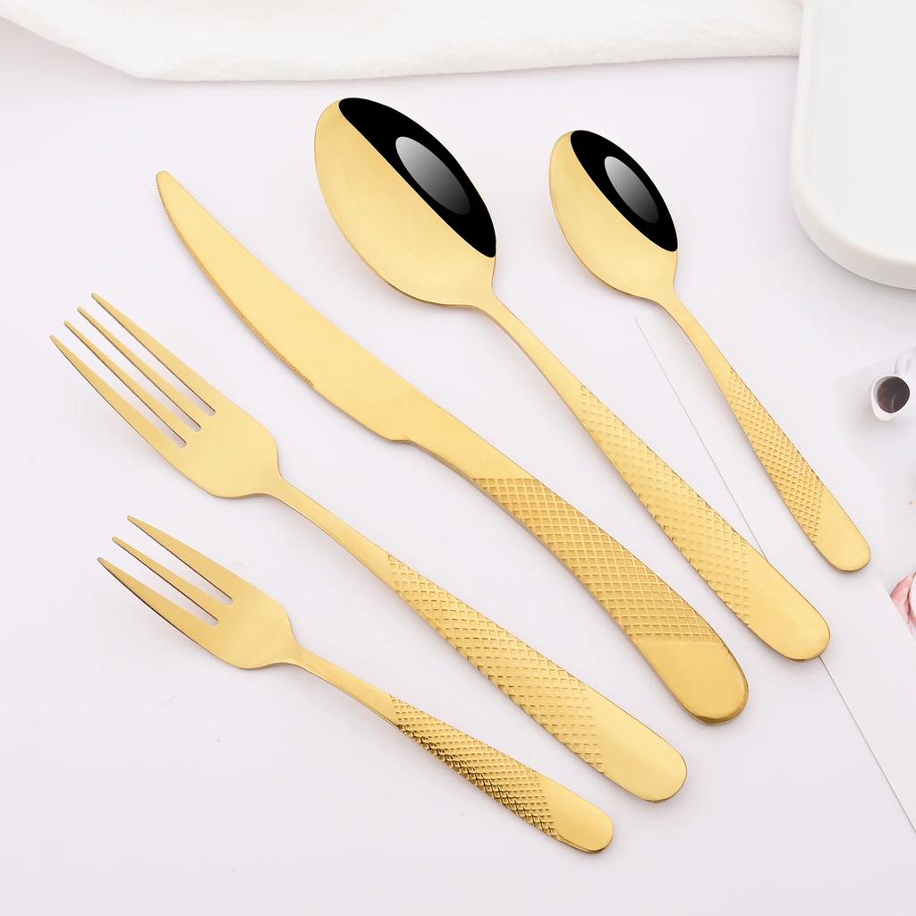 20 предметов из нержавеющей стали столовые приборы набор столовых приборов ужин золотой столовый набор нож для стейка вилка для фруктов ложка кухонный набор столовых приборов