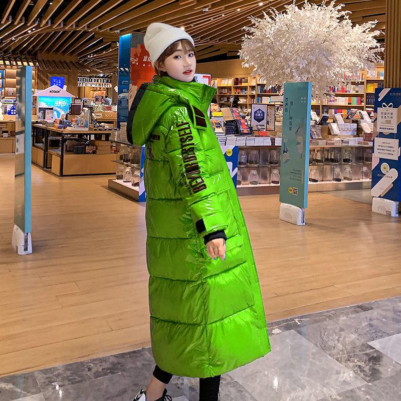 Women's Cotton Jacket Mid-length Over Knee Shiny Winter Washable Cotton Jacket Women's Korean Style Thickened Puffer Jacket