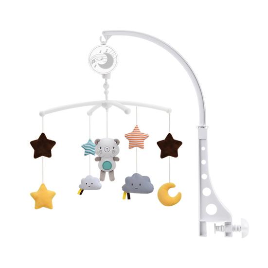 Мобиль для детской кроватки с музыкой и вращающимися игрушками, мягкий плюшевый подвесной