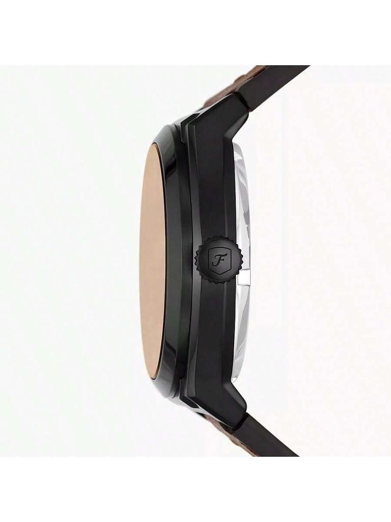 Fossil Мужские часы Everett Automatic из кожи LiteHide™ темно-коричневого цвета, полый диск, коричнево-серебристо-золотистый циферблат, уникальный стиль, в подарок для мужчин ME3207