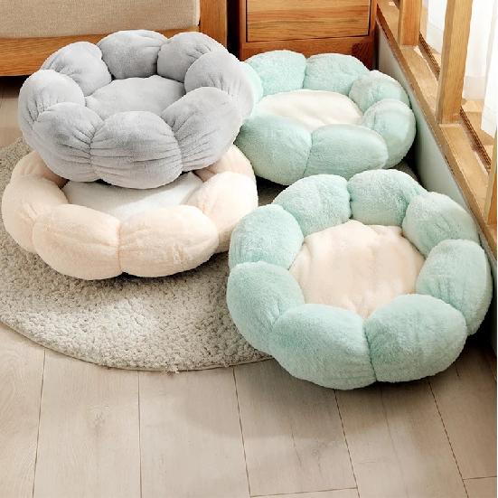 Wholesale Custom Logo Flower Design Soft Warm Plush Pet Product Supplier Dog Cat Bed
