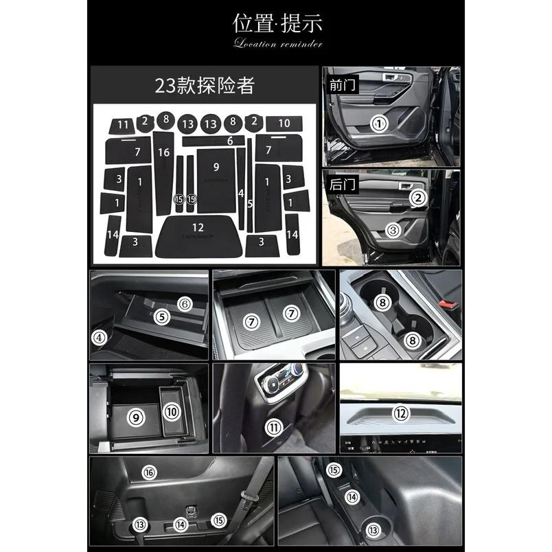Car Door Groove Mat Cup Mat for Ford Explorer 2023 Center Console Storage Box Mats Auto Gate Slot Cup Holder Pad