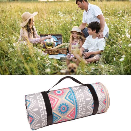 Складной пикниковый плед с веревкой для хранения, основа из алюминиевой пленки с ретро-узором, композитный процесс