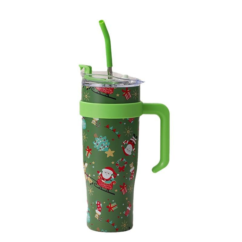 Christmas Cup 40oz Large Capacity Stainless Steel Thermos Cup Outdoor with Straw Bingba Cup
