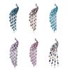 Elegant Long Tail Crystal Peacocks Brooch Party Jewelry Elegant Corsage Pin Alloy Texture Perfect for Wedding and Evening