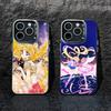 Мультяшный чехол для телефона I-Sailor M-Moon для iPhone17, 16, 15, 14, 13, 12 Pro Max Черный Конфетный Матовый Ударопрочный Чехол