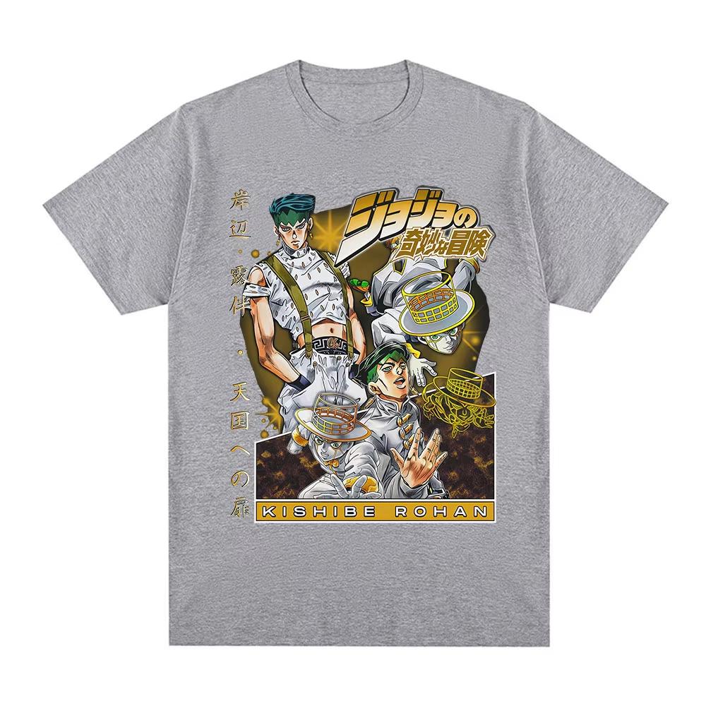 Эта смелая графическая футболка JoJo's Bizarre Adventure с Кисибэ Роханом и Heaven's Door сочетает ретро-атмосферу аниме с современным стилем streetwear для страстных