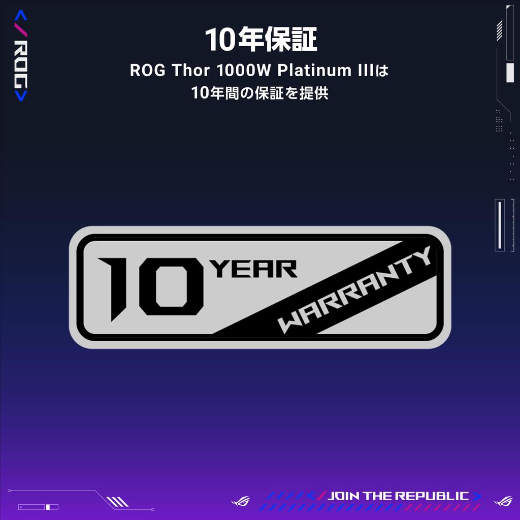ASUS ROG Thor 1000W Titanium III Power Supply Unit with patented intelligent voltage stabilizer and magnetic OLED display Official Japanese