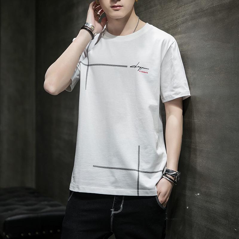 Men's Korean Style Loose Cotton Summer T-Shirt - Short Sleeve, Student Inner Wear