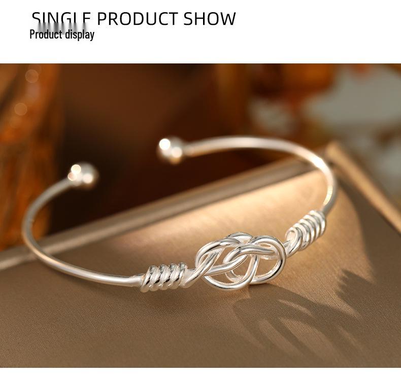 Браслет Banyan Tree из серебра 925 пробы с геометрическим узлом, женский, ретро, открытый, подарок