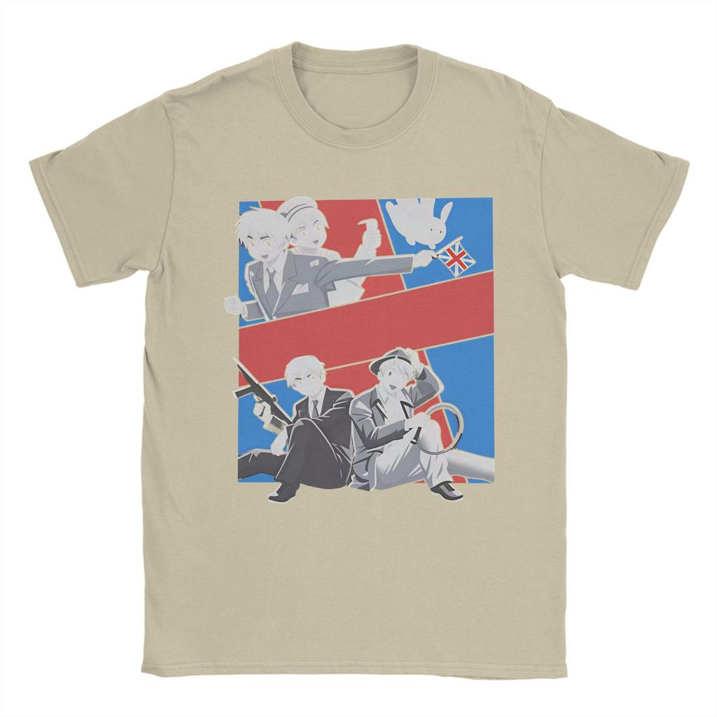 Футболка Hetalia Axis Powers Харадзюку Футболки с коротким рукавом Уличная одежда Летние Чистый хлопок Круглый вырез Большой размер 5XL Топы