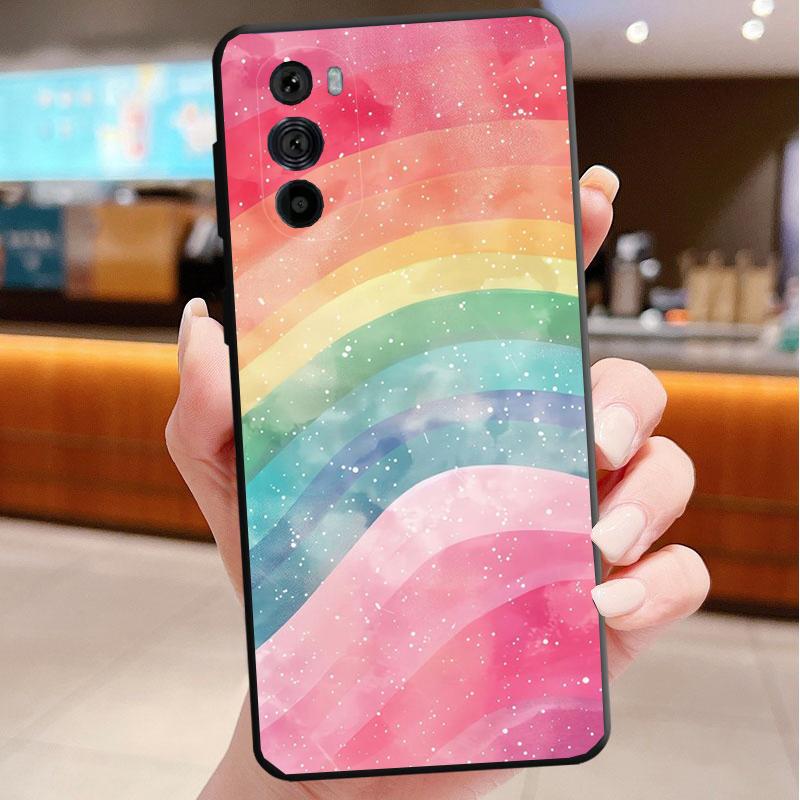 Phone Case For Motorola Edge 50 40 Pro 60 50 40 30 Ultra Neo Fusion Moto G Play G Stylus G Power G Rainbow clouds