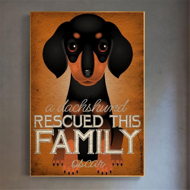 Подвесной настенный художественный ретро постер с собакой, холст, картина, спасенная семья, животные, настенные панно для гостиной, домашний декор, детский подарок