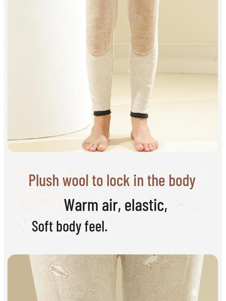 Женские флисовые брюки из суперплотной смеси шерсти и хлопка - теплые, из верблюжьей шерсти, свободного кроя, с накладками на талии и наколенниках, для людей среднего и пожилого возраста, для зимнего использования.