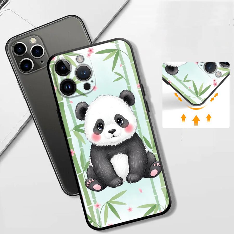 Чехол для телефона Apple iPhone 17 Pro Max 14 12 15 Pro 7 8 11 17e XR XS MAX 13 Air 16 Funda Чехол для телефона Мультяшный Милый Панда