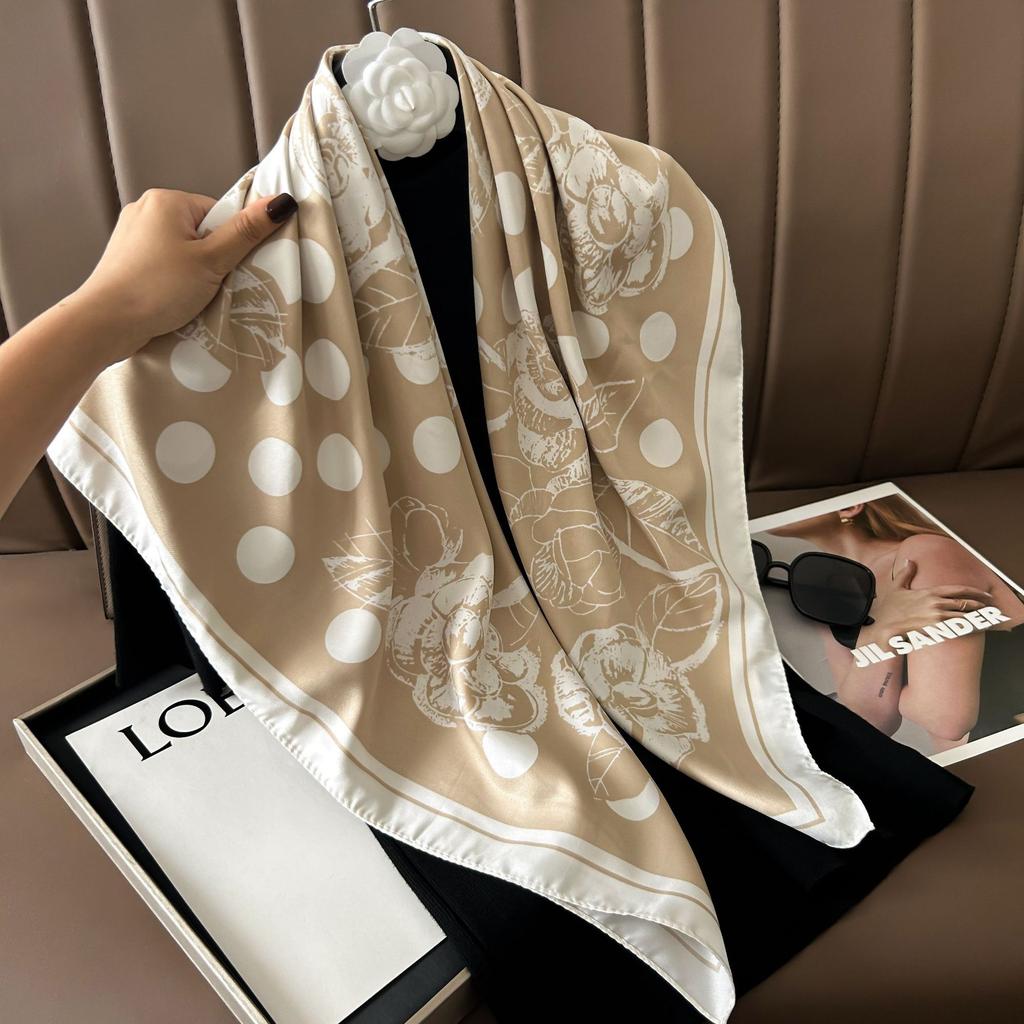 New 91cm large square scarf simulation silk elegant high-end decorative shawl women's silk scarf fashionable versatile professional scarf