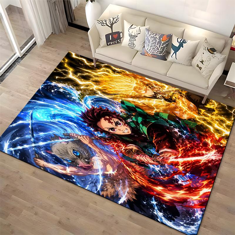 Demon Slayer printed anti-slip rug, perfect for living room and bedroom sofas