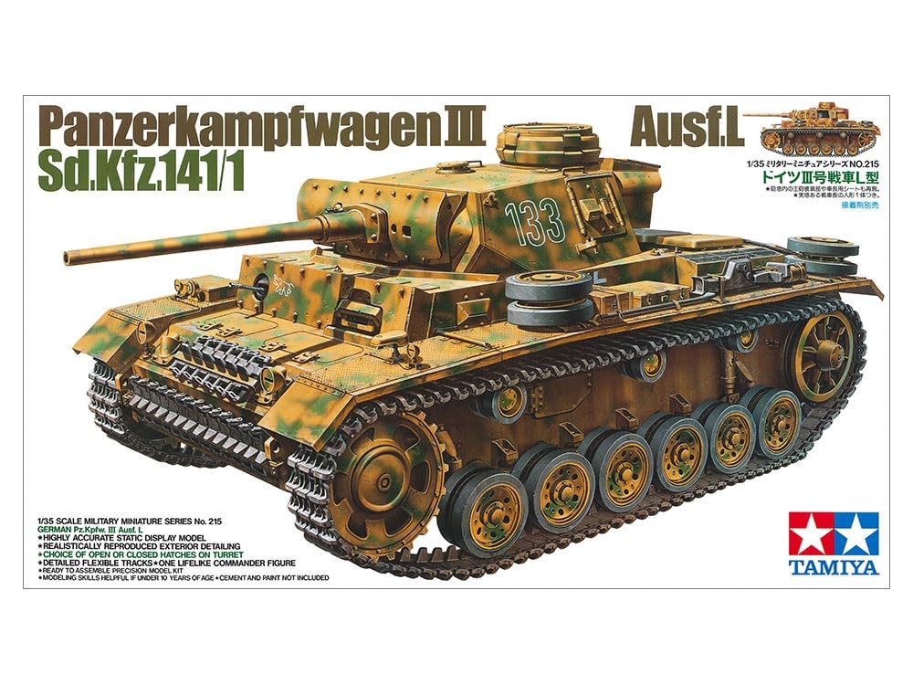 Tamiya 1/35 Military Miniature Series No. 215 German Army Panzer III Ausf. L Plastic Model 35215