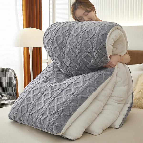 WTEMPO Складные одеяла из овечьей шерсти Теплые Двусторонние Плюшевые Толстые Зимние Одеяла Однотонные Домашние Кроватные и Студенческие Общежития Двуспальные и Односпальные Матрасы