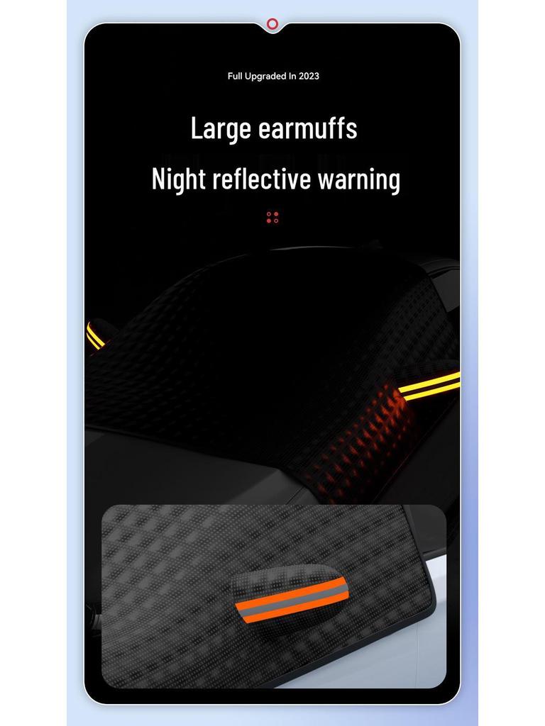Magnetic Black Car Windshield Snow Cover - Thickened Sunshade and Frost Protection
