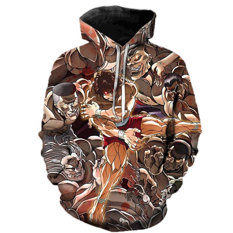 Новые популярные толстовки с 3D принтом Kengan Ashura Season 2, мужские и женские модные повседневные пуловеры большого размера с круглым вырезом