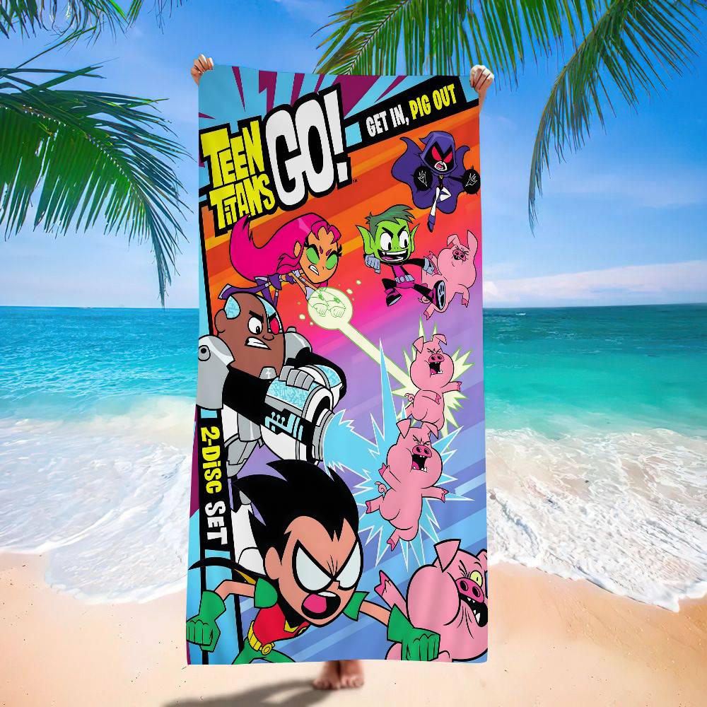 Постер Teen Titans Go Пляжное полотенце Цветные банные полотенца для девочки Микрофибра Быстросохнущее Не прилипает песок Пляж Йога Спа Спортзал Бассейн