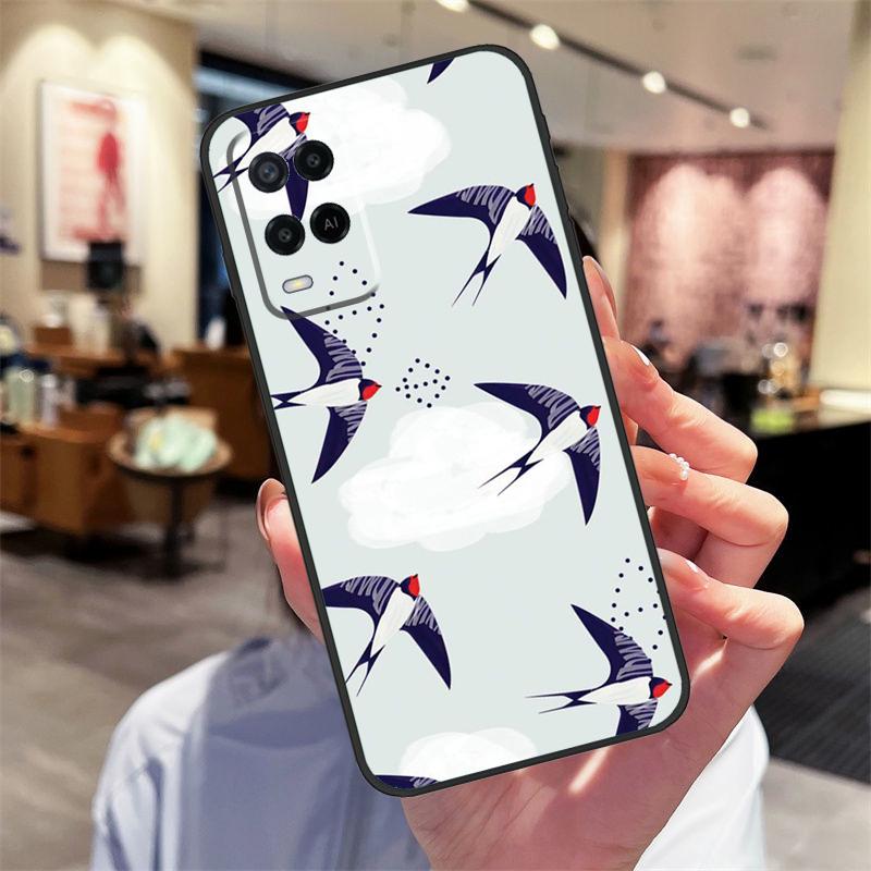 Чехол с узором «Коллаж из ласточек» для Oppo A40 A60 A80 A18 A38 A58 A78 A98 A16 A76 A96 A15 A17 A77 A74 A94 A54 A57S