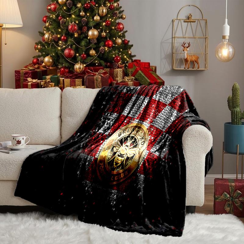 Brent-ford Football Club Crest Throws Blanket Flannel Blankets Plush for Couch Bed Gifts for Men Women Travel picnic blanket Christmas fan gifts