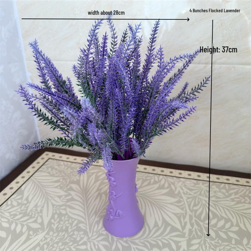 Pink Flocked Lavender Artificial Wedding Bouquet - Soft Decorative Flower Arrangement