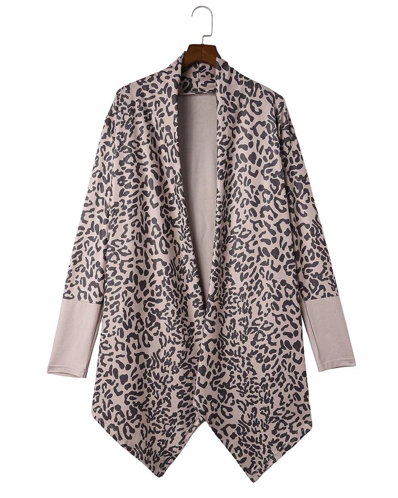 Azura Exchange Кардиган с открытым передом и леопардовым принтом