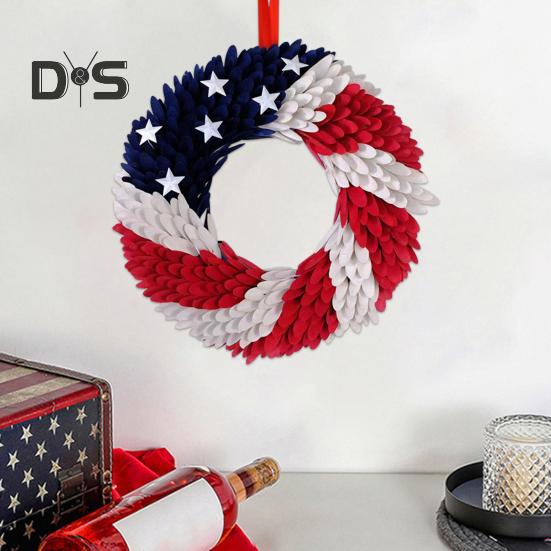 Венок ко Дню независимости США, патриотический, красный, белый, синий, венок с флагом США, настенная гирлянда для входной двери, украшение на праздник 4 июля