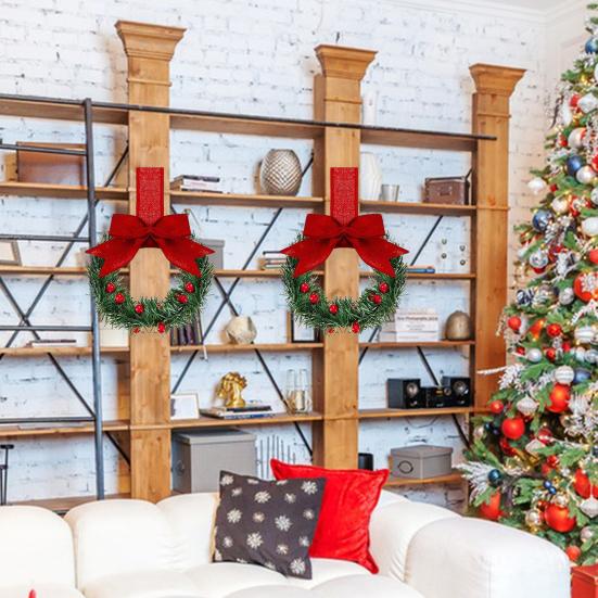 Мини рождественские венки для шкафов венки с лентами банты ягоды искусственные сосновые иголки венки для входной двери окна кухонные шкафы декор