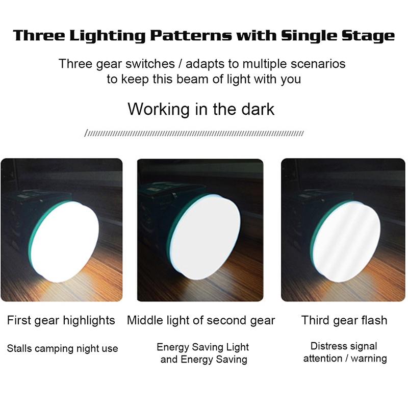 Portable Lights Fishing Retro Flood Charge  3 Modes Rechargeable Solar Tent Led Camping Light Outdoor Ceiling Lantern
