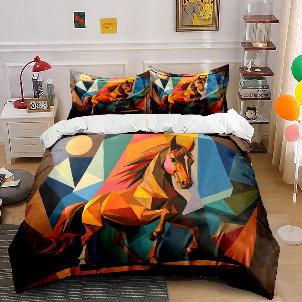 Geometric horse and shapes. Bedding sets Duvet cover sets Duvet covers Pillowcases(1*Duvet Cover 2*Pillowcases without duvet insert)