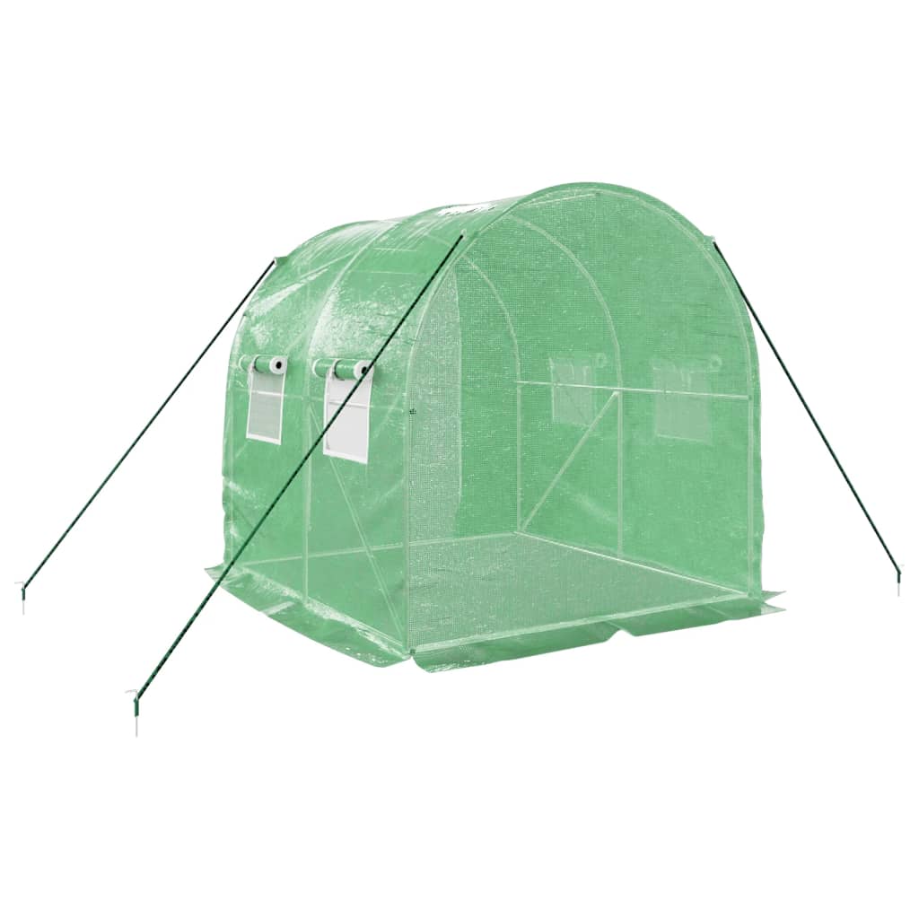 Green Greenhouse with Steel Frame 4 m² 2x2x2 m