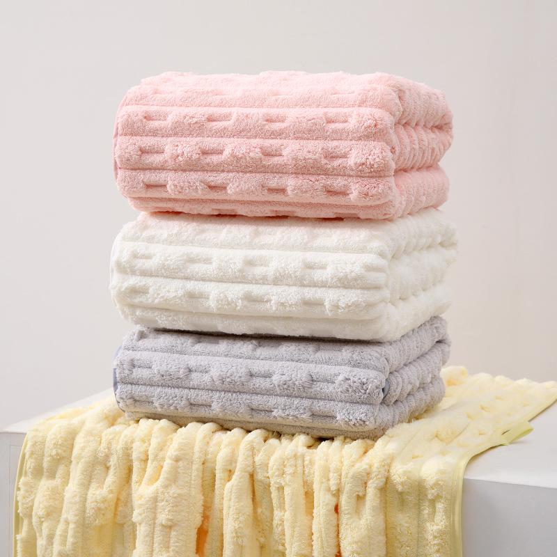 New Bamboo Fiber Extra-Large Thick Coral Fleece Bath Towel - Soft Couple's Style