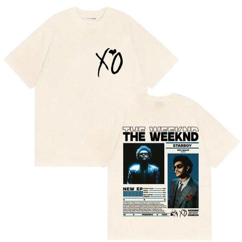 Рэпер THE WEEKND STARBOY XO Тур 2026 Ретро Графические Футболки Мужская Мода Хип-Хоп Оверсайз Хлопковая Футболка Мужчина Фанаты Уличная Одежда